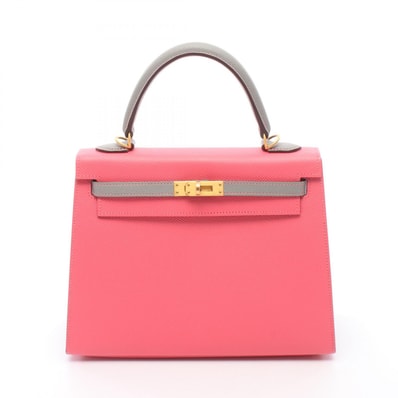 エルメス HERMES ケリー25 外縫い 2WAY パーソナルオーダー ハンドバッグ バッグ レザー ヴォーエプソン ヴォーエプソン ローズアザレ A刻印(2017年製造) レディース ピンク系 / グレー系 【中古】