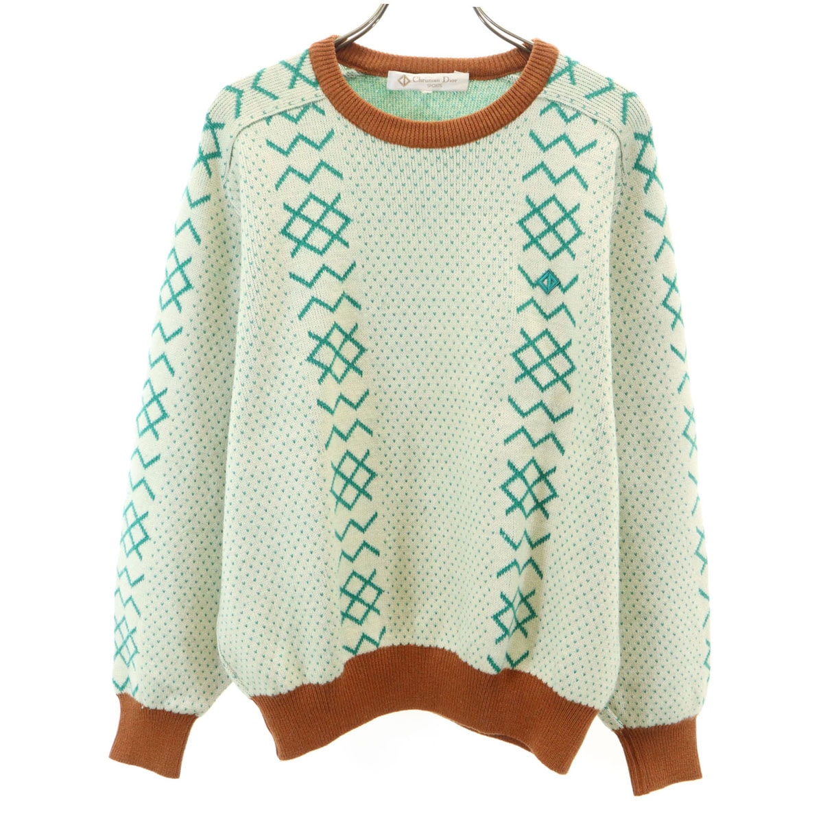Christian Dior SPORTS クリスチャンディオールスポーツ 90s オールド 総柄 長袖 セーター M アイボリー ニット