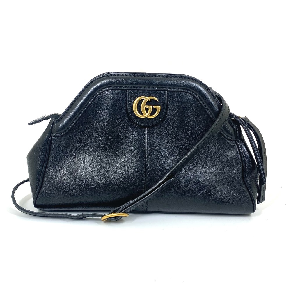 グッチ GUCCI リベル タイガー キャットヘッド 524620 GGマーモント クラッチバッグ 斜め掛け 肩掛け ショルダーバッグ レザー ブラック
