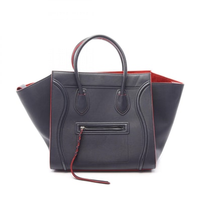 セリーヌ CELINE ラゲージ ファントム トートバッグ バッグ レザー レディース ネイビー系 / レッド系 【中古】