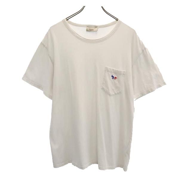 MAISON KITSUNE メゾンキツネ ロゴ刺繍 半袖 Tシャツ M ホワイト系 胸ポケット