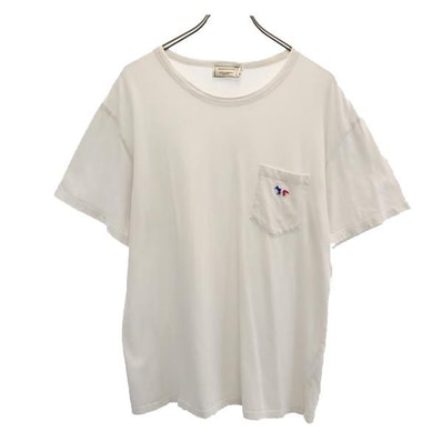 MAISON KITSUNE メゾンキツネ ロゴ刺繍 半袖 Tシャツ M ホワイト系 胸ポケット