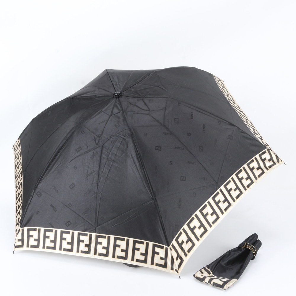 ■美品 フェンディ ズッカ折り畳み 雨傘 コンパクト アンブレラ 雨具傘