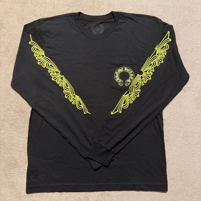 Chrome Hearts Horse Shoe L/S T-Shirt "Black/Neon Yellow"