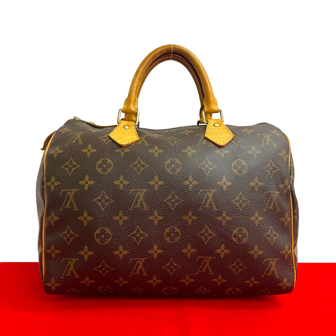 LOUIS VUITTON ルイヴィトン スピーディ 30 モノグラム レザー PVC ハンドバッグ ブラウン
 28446
