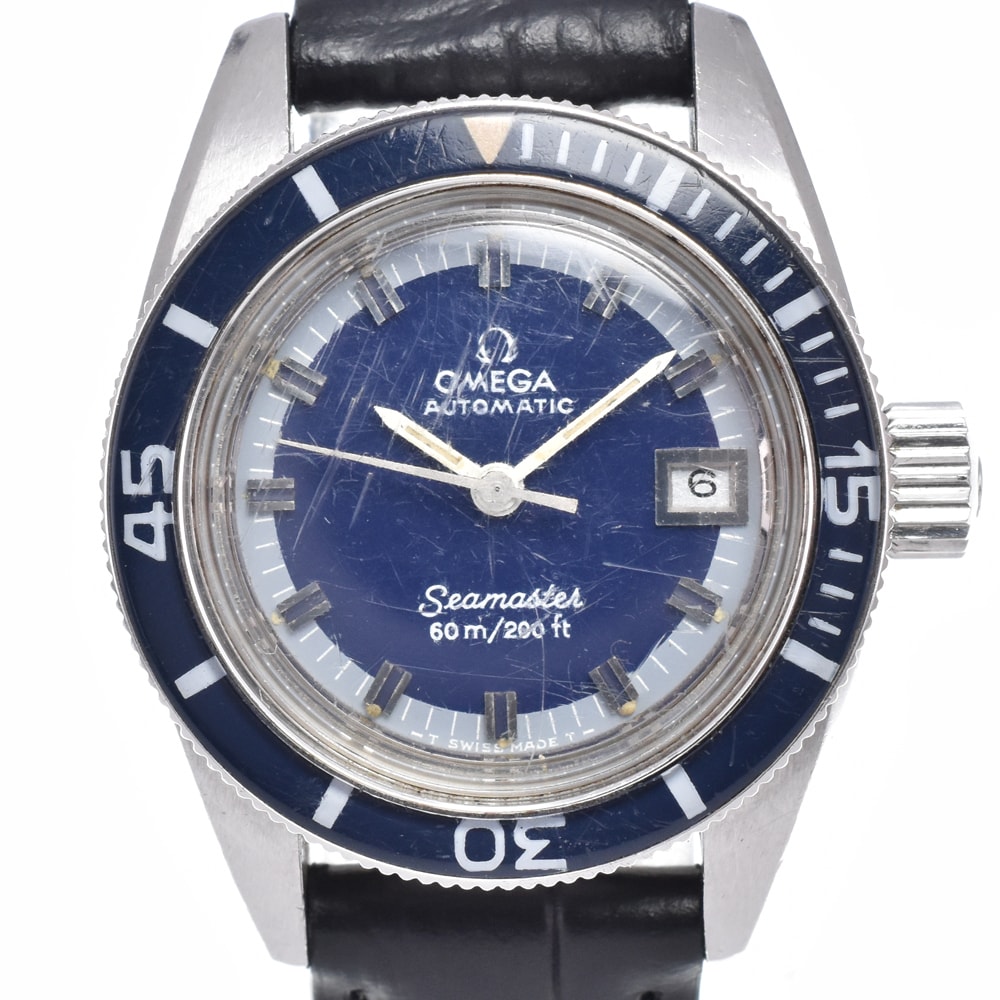 オメガ OMEGA 566.024 ヴィンテージ シーマスター ダイバーズウォッチ ブルー 自動巻き レディース 良品 内箱付き 腕時計 R#147864