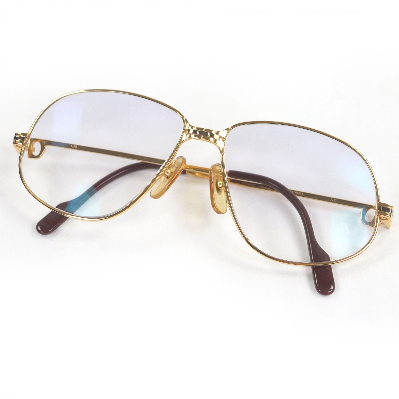 美品 カルティエ メガネ ゴールド ボルドー メンズ 56□14