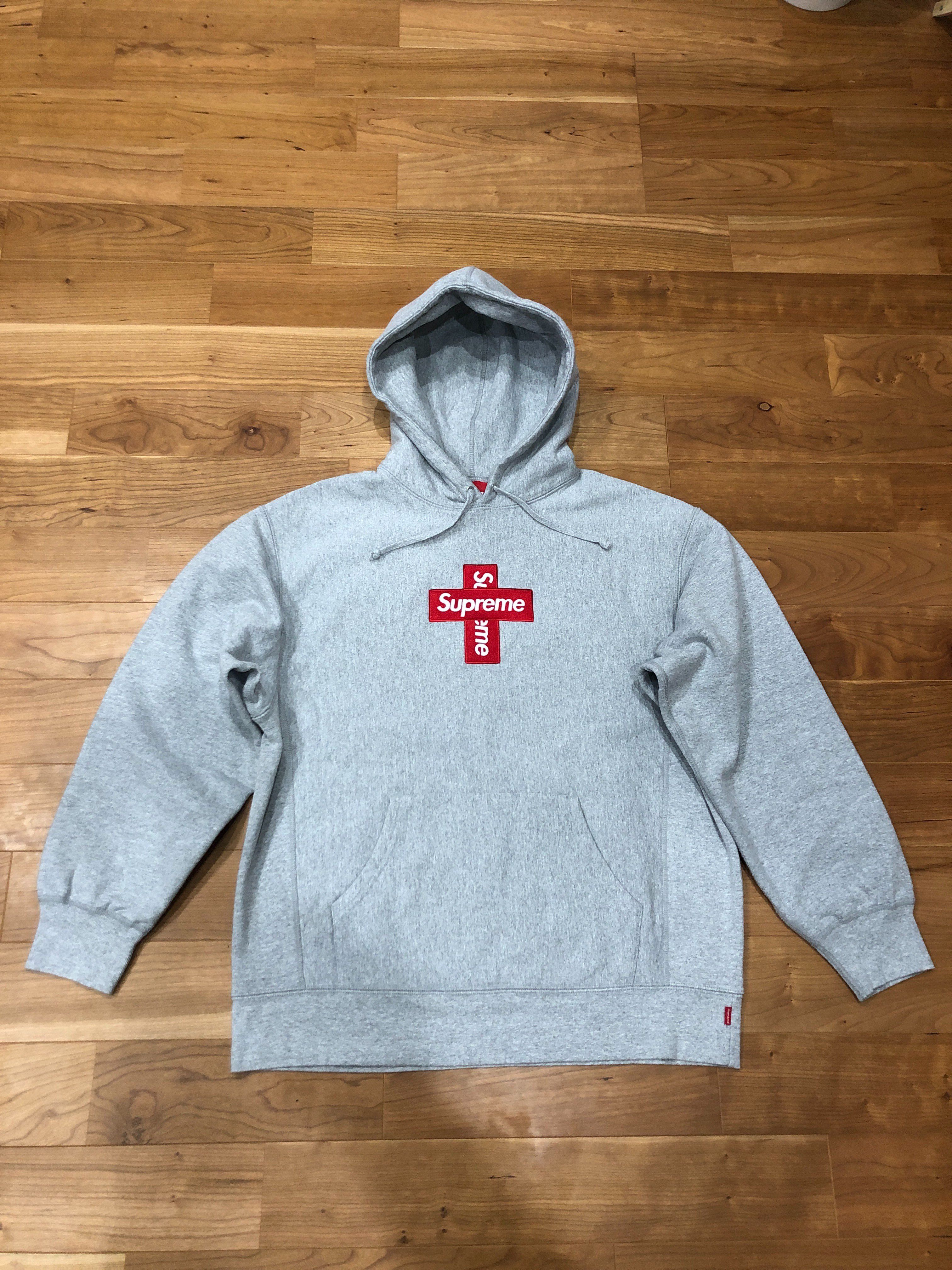 Supreme Cross Box Logo Hooded Sweatshirt "Grey"
