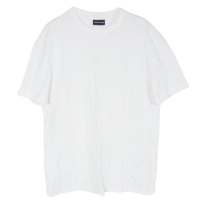 Emporio Armani エンポリオ・アルマーニ 6K1T66 1JGYZ エンボス ロゴ 総柄 半袖 カットソー Tシャツ ホワイト系 L【中古】