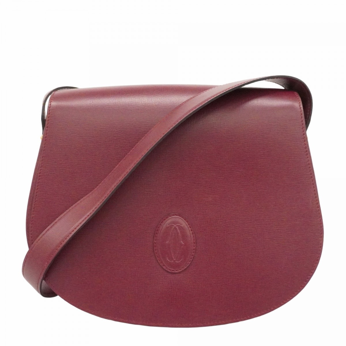 【6db1304】カルティエ ショルダーバッグ マスト レザー ボルドー ゴールド金具【中古】レディース