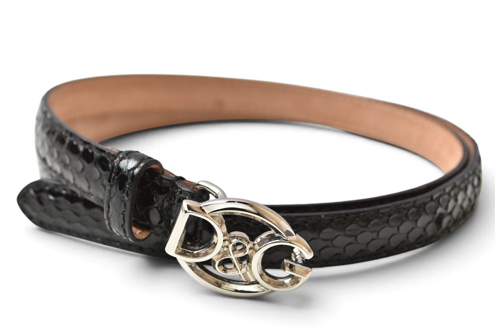 ドルチェ&ガッバーナ ベルト DOLCE&GABBANA パイソン柄 ブラック レディース D&G 約75cm【中古】