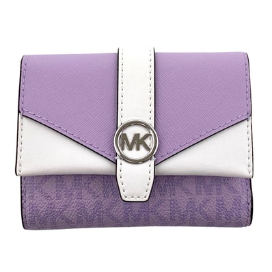 Michael Kors マイケルコース トライフォールドウォレット ミディアム 三つ折り財布 D35R6SGRE6B PVCコーティングキャンバス レディース【中古】