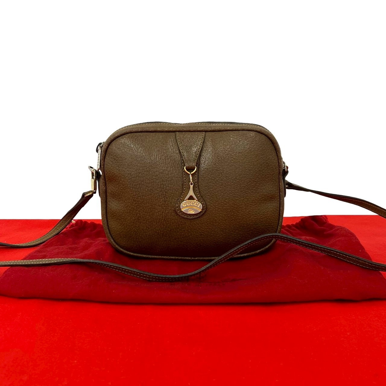 GUCCI グッチ グッチプラス ロゴ 金具 レザー ショルダーバッグ ブラウン
 93826