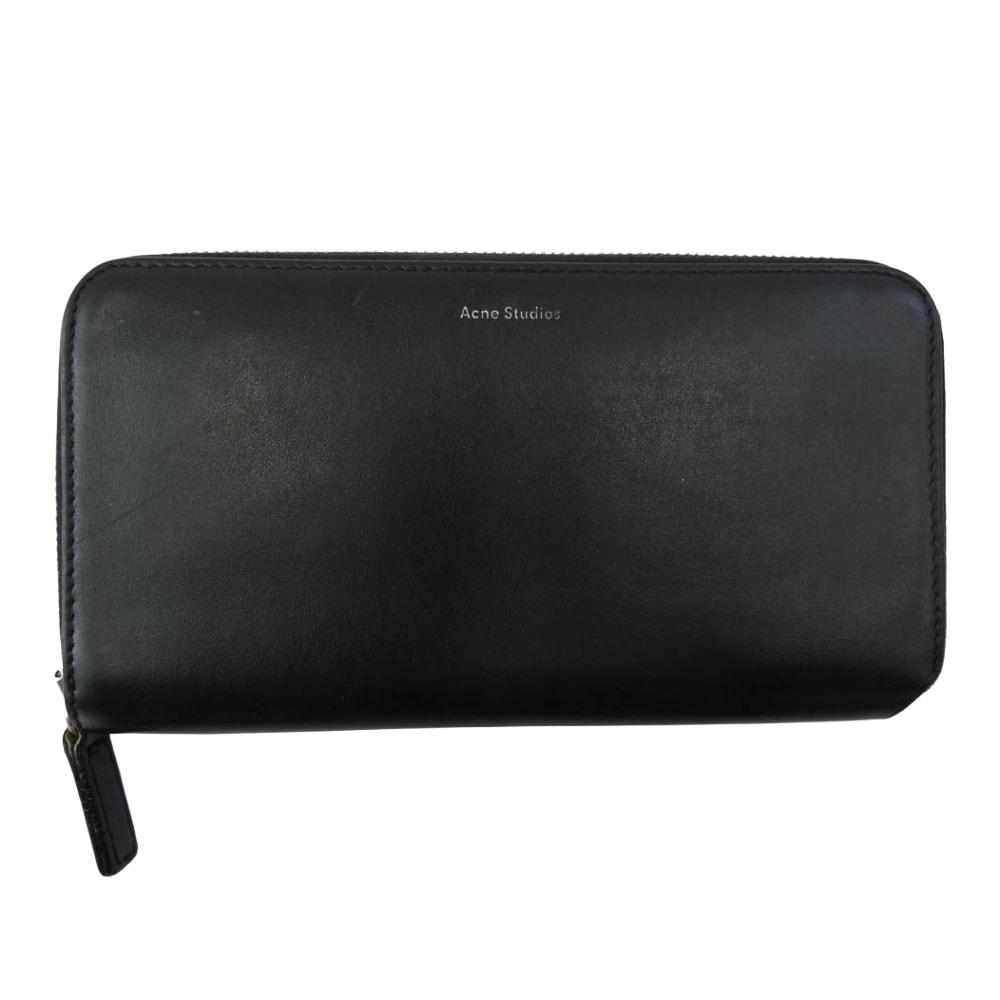 ACNE STUDIOS アクネストゥディオズ ウォレット ラウンドファスナー レザー ロングウォレット 長財布 ブラック系【中古】