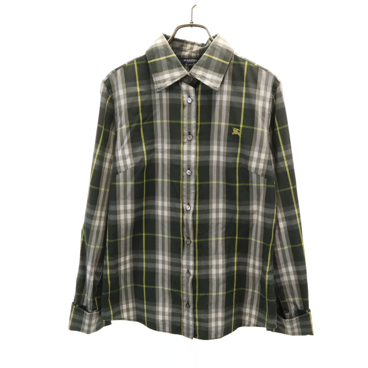 BURBERRY LONDON バーバリーロンドン チェック柄 長袖 コットンシャツ 40 グレー系 三陽商会