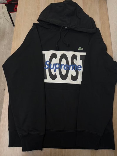 Supreme / Lacoste Logo Panel Hooded Sweatshirt "Black"