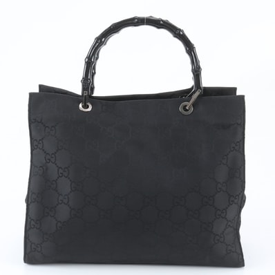 ■美品 グッチ バンブーGG ナイロン 002 1010 トート バッグ