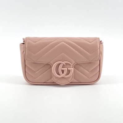 GUCCI(グッチ) キルティングレザー GGマーモント スーパーミニバッグ 699757 ハンドバッグ ピンク