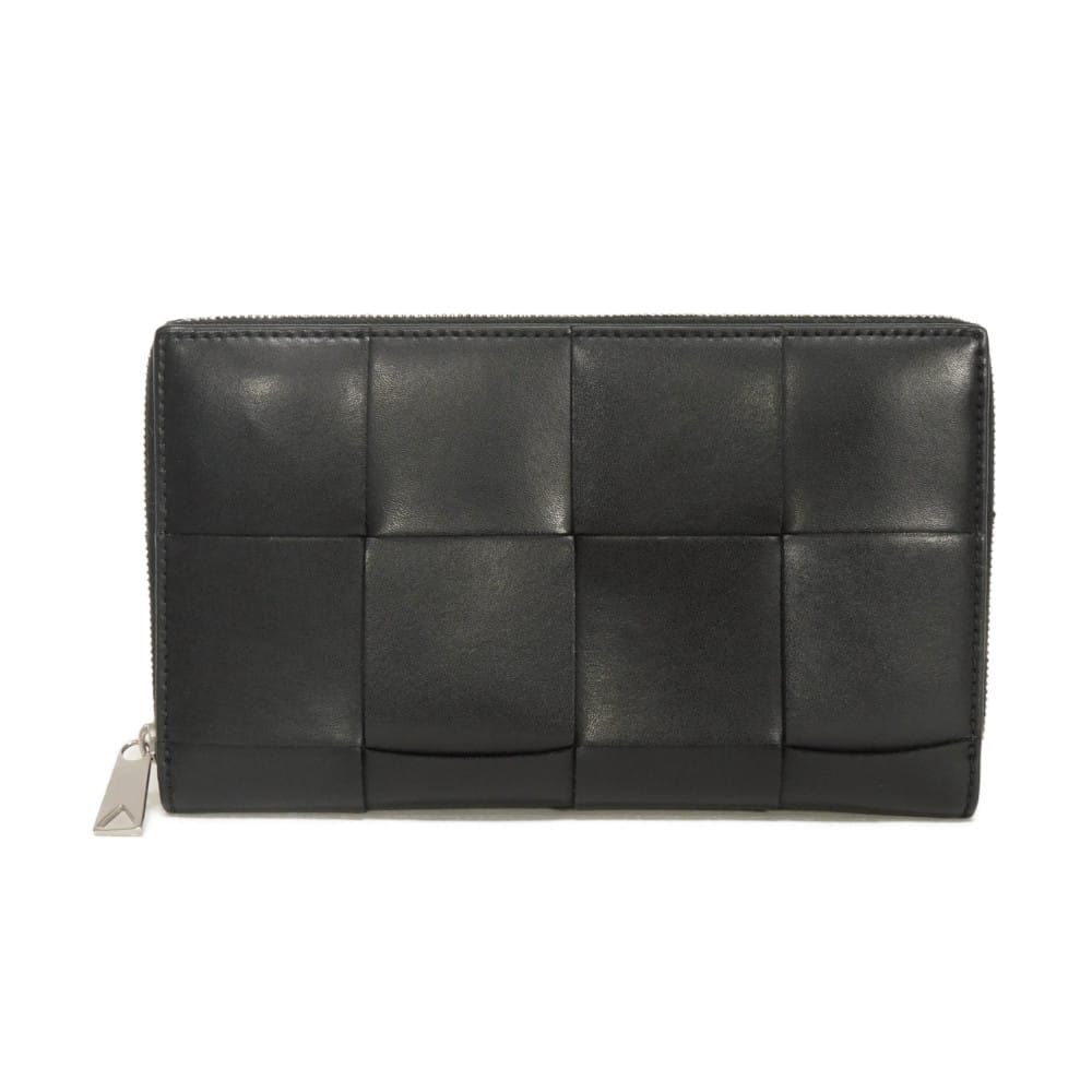 BOTTEGAVENETA ボッテガヴェネタ カセット ジップアラウンドウォレット 現行 カーフ ラウンドファスナー 札入れ カードケース コインケース RFID IC 未使用 マキシ イントレチャート ブラック 長財布 748054 VBWD2 8803