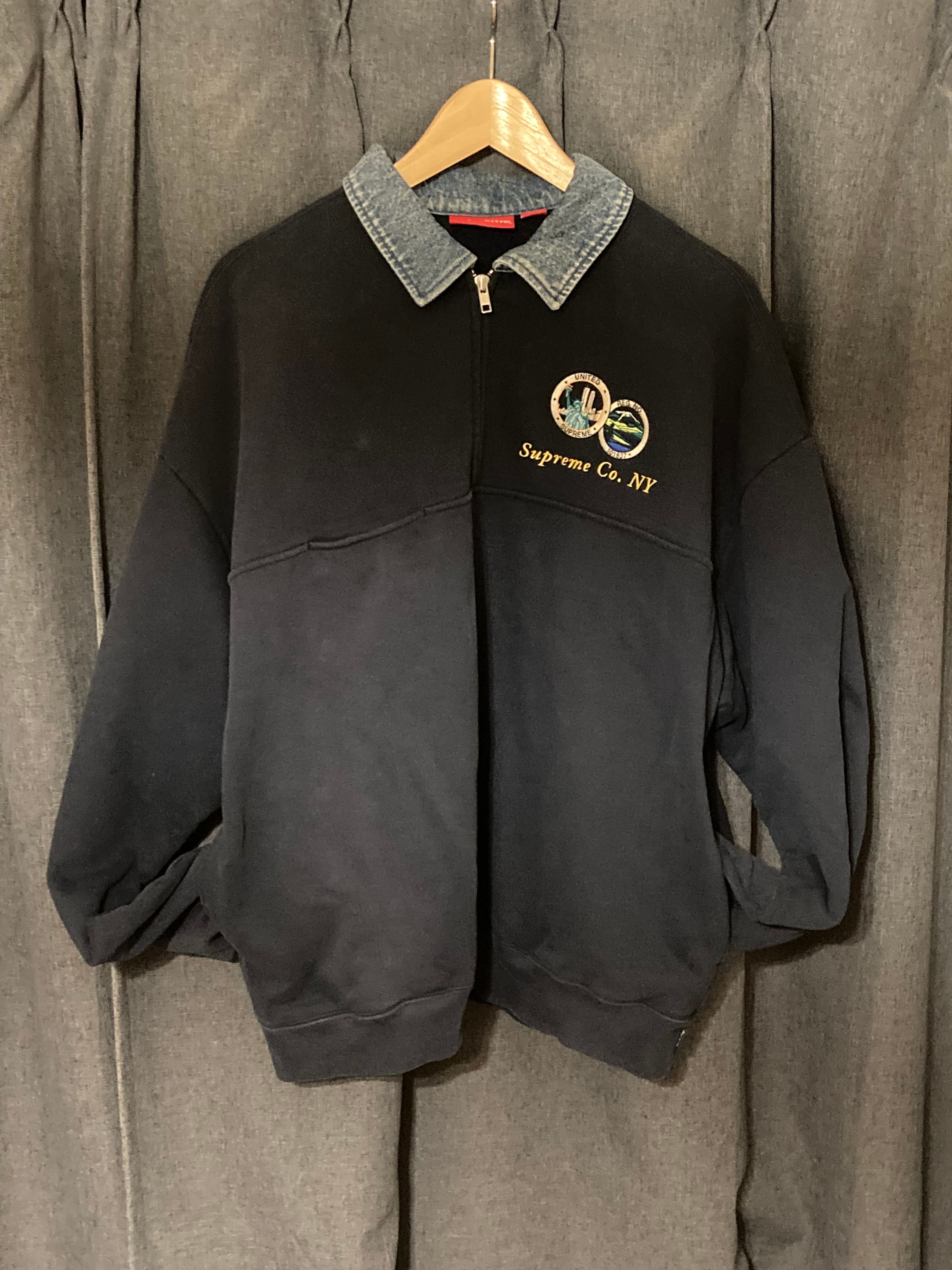 Supreme Denim Collar Half Zip Sweatshirt 