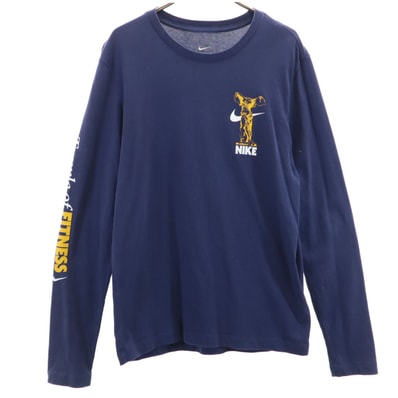 NIKE ナイキ バックプリント ワイルド カード 長袖 Tシャツ M ネイビー ロンT
