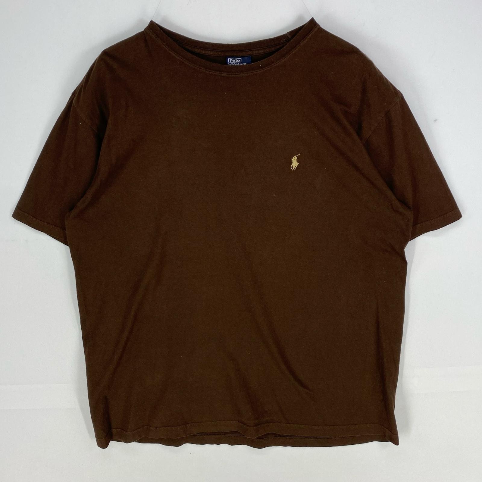 古着 ポロバイラルフローレン Polo by Ralph Lauren 半袖Tシャツ クルーネック ワンポイントロゴ刺繍 L  ブラウン系 メンズ
