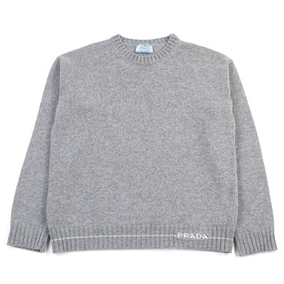 美品 プラダ ニット グレー メンズ 42 P24M2A