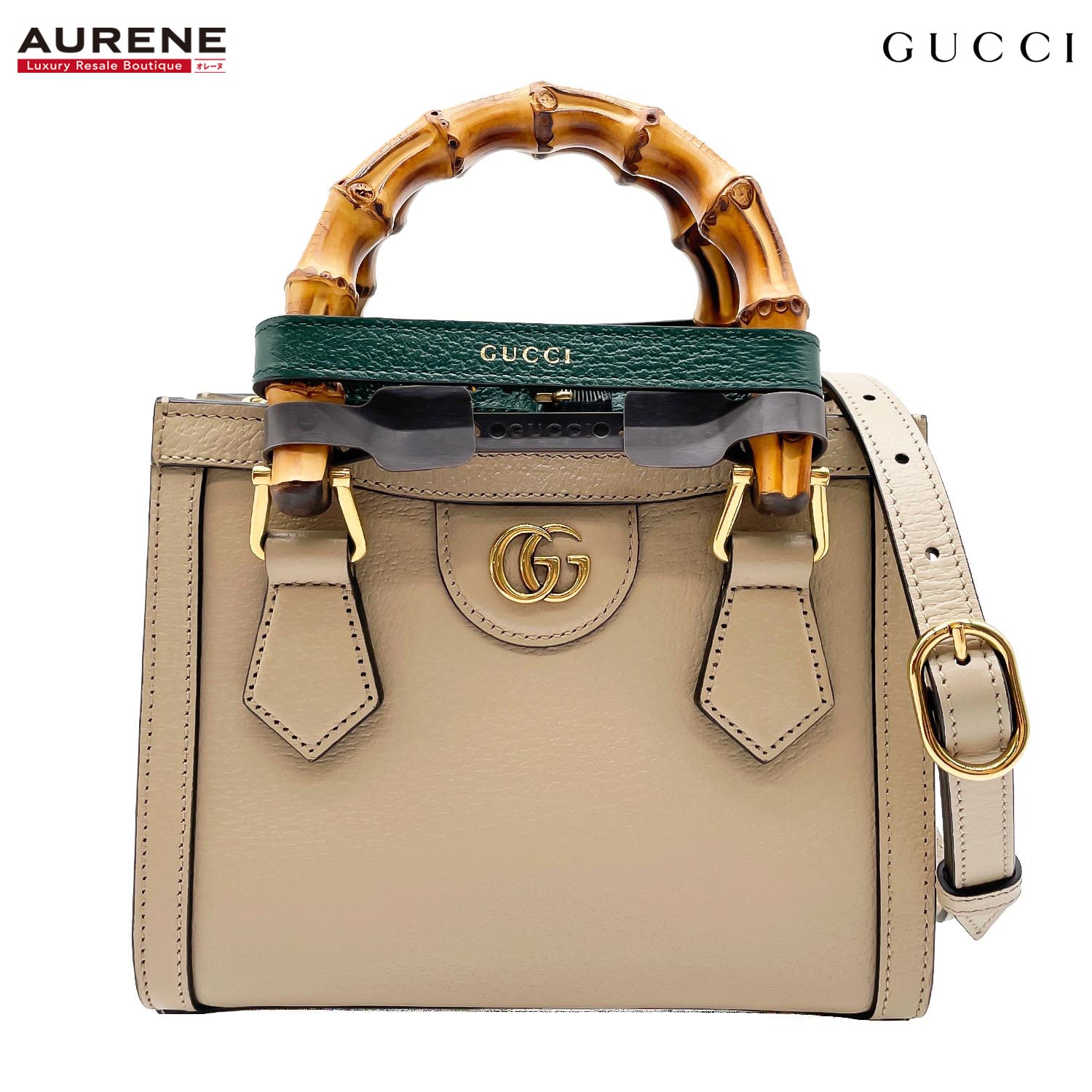 GUCCI グッチ ダイアナ 2WAY スモール トート ショルダーバッグ
ストラップ2本付き 702732 レザー バンブー ベージュ レディース
【中古】