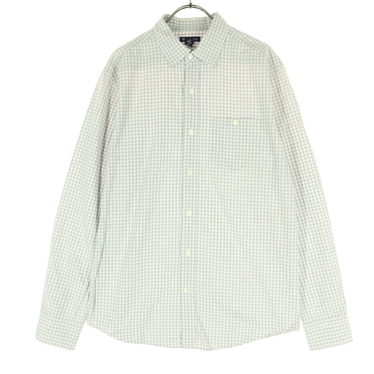 GAP ギャップ チェック柄 長袖 コットンシャツ M グレー