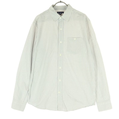 GAP ギャップ チェック柄 長袖 コットンシャツ M グレー