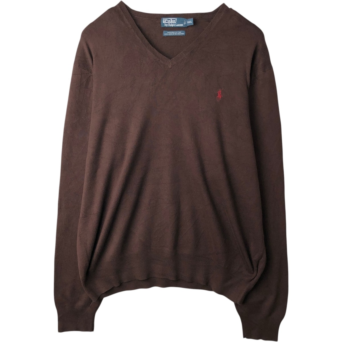 古着 ラルフローレン Ralph Lauren POLO by Ralph Lauren Vネック ピマコットンニットセーター メンズXXL相当/eaa627573