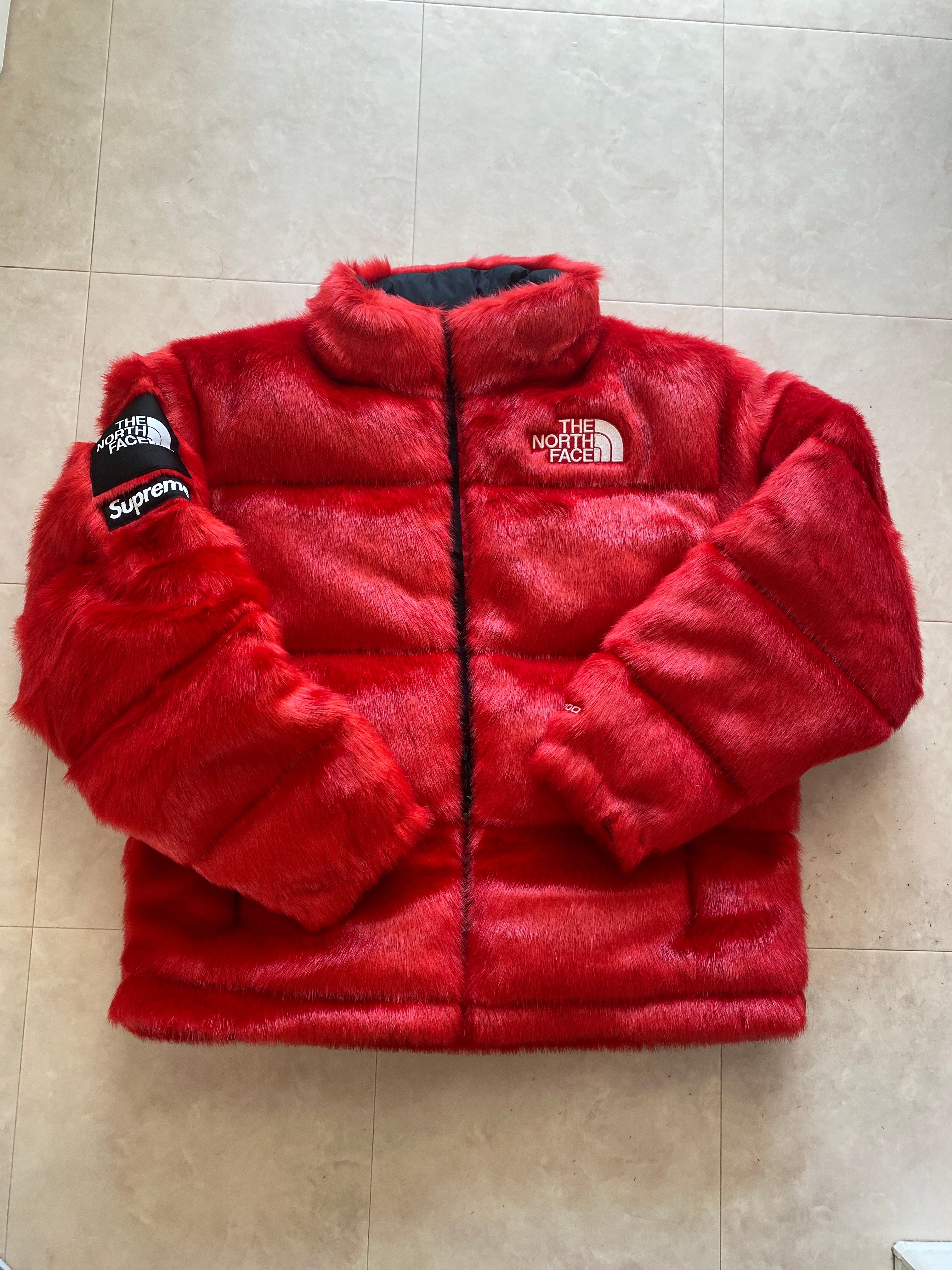 Supreme x The North Face Faux Fur Nuptse Jacket "Red"