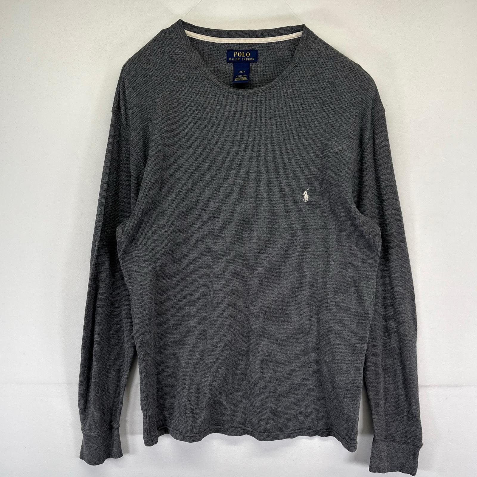 古着 ポロ・ラルフローレン POLO RALPH LAUREN 長袖Tシャツ ワンポイントロゴ サーマル ロンT L グレー系 メンズ