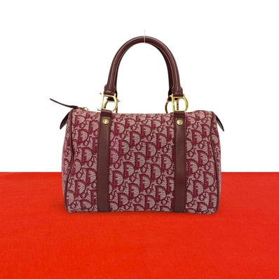 Christian Dior ディオール トロッター 柄 キャンバス レザー ハンドバッグ ワインレッド
23-10