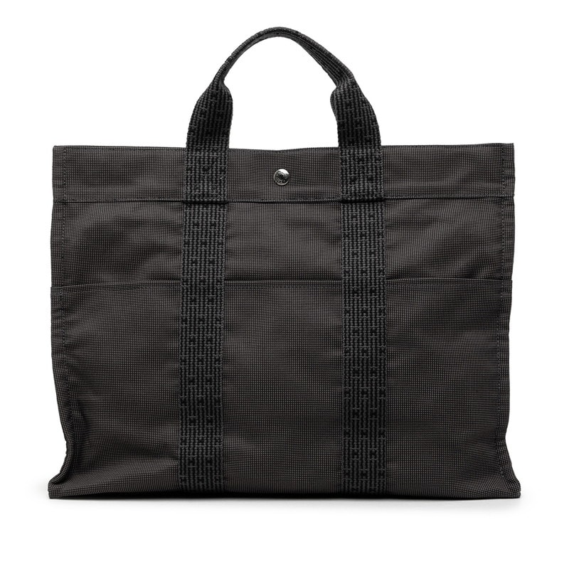 エルメス エールラインMM トートバッグ ハンドバッグ グレー系 キャンバス レディース HERMES 【中古】