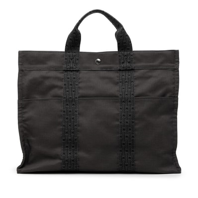 エルメス エールラインMM トートバッグ ハンドバッグ グレー系 キャンバス レディース HERMES 【中古】