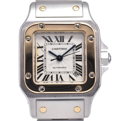 カルティエ CARTIER W20057C4 サントスガルベ SM SS/K18YG シャンパン 自動巻き レディース 良品 腕時計 M#147537