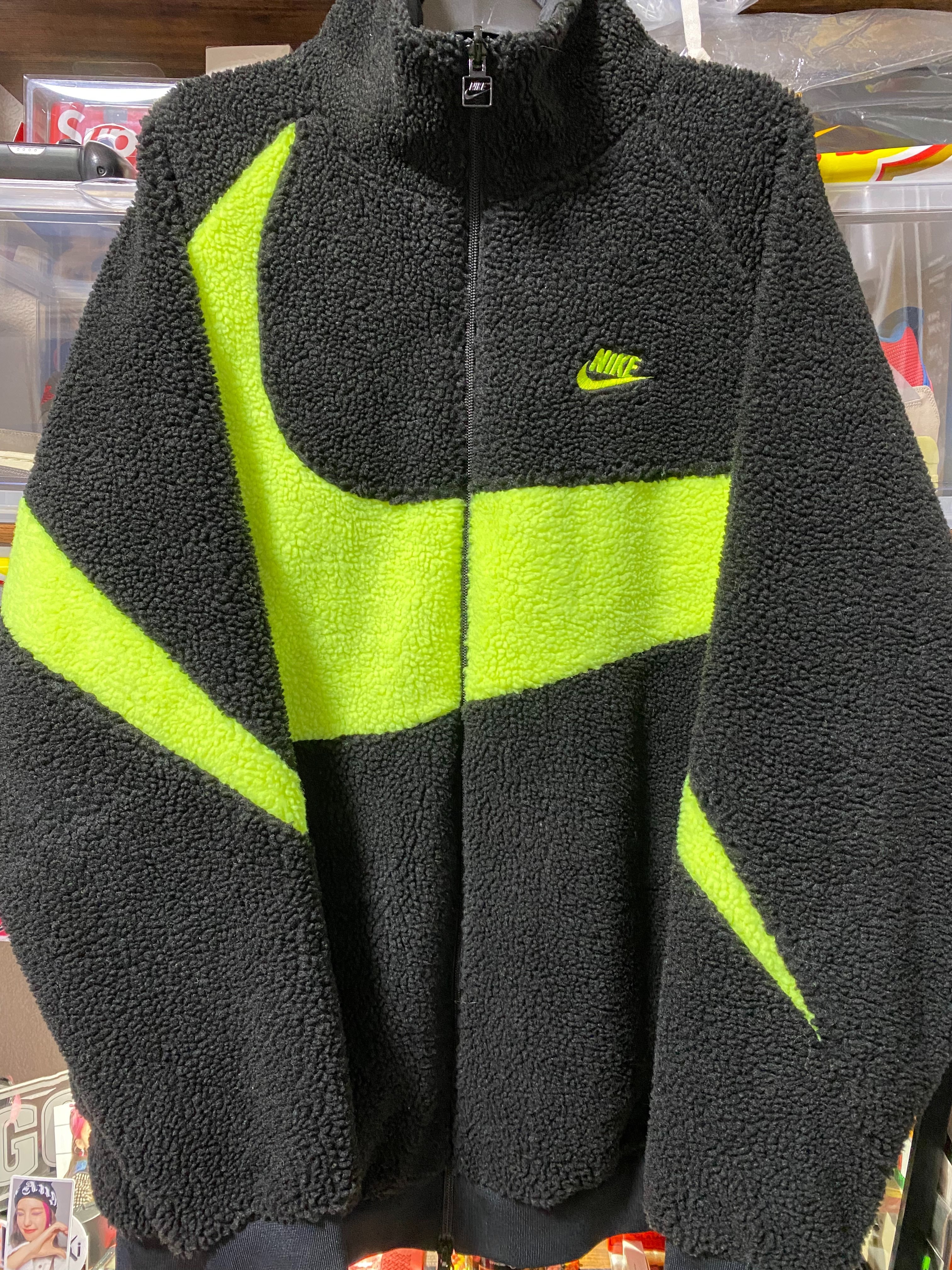 Nike Big Swoosh Reversible Boa Jacket"Black Neon"