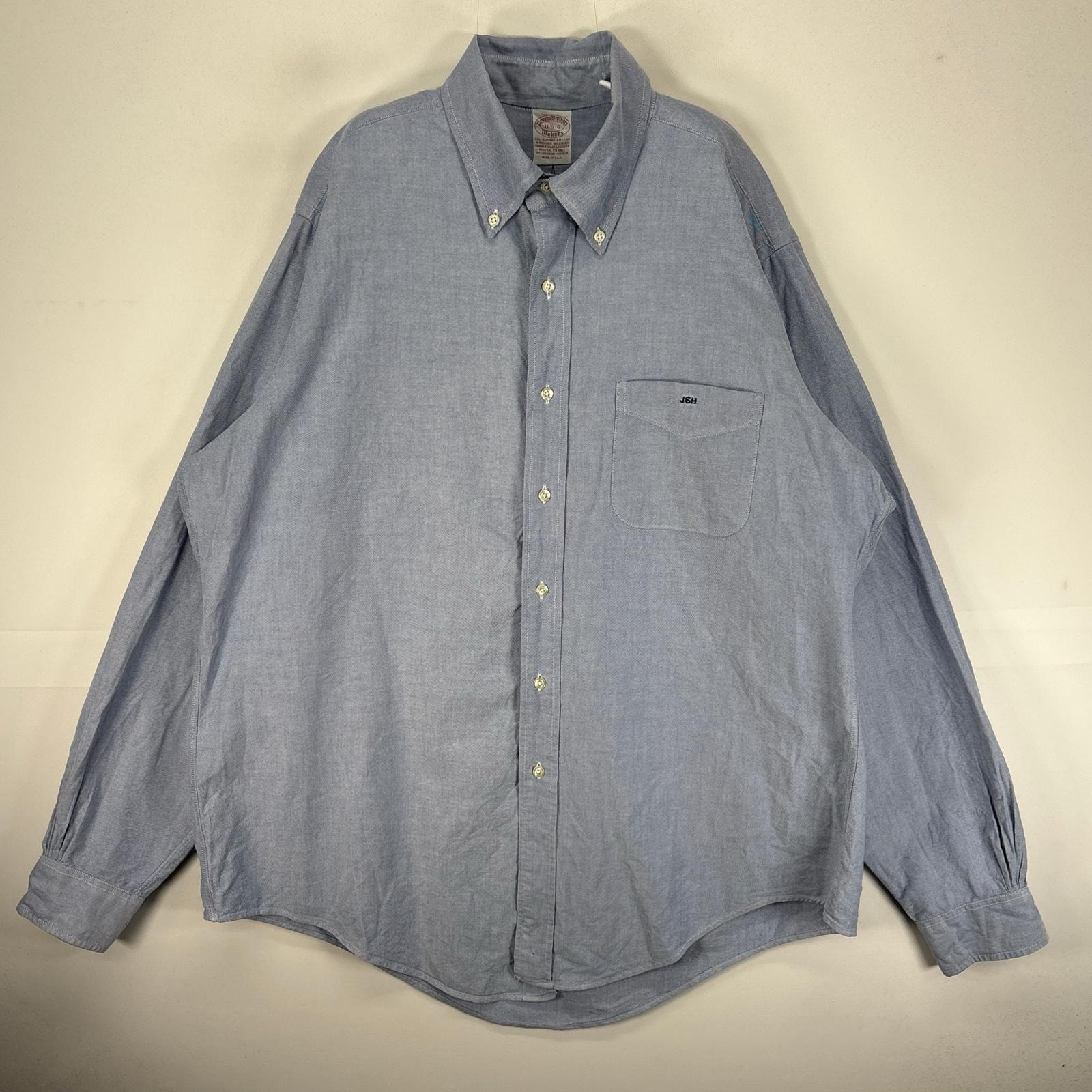 古着 80's~90's/80年代~90年代 ヴィンテージ ブルックスブラザーズ Brooks Brothers 長袖シャツ ボタンダウン Makers L  ブルー系 無地 メンズ