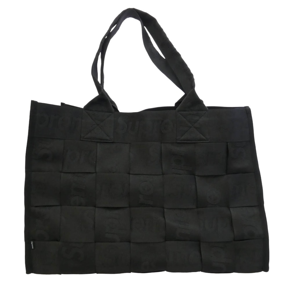 Supreme シュプリーム 23SS Woven Large Tote ウーブン ラージ トート バッグ ブラック系【極上美品】【中古】