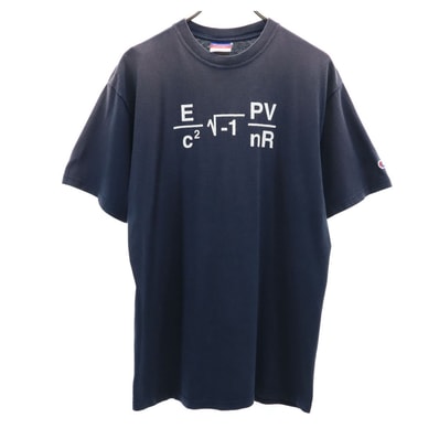 Champion チャンピオン プリント 半袖 Tシャツ L ネイビー