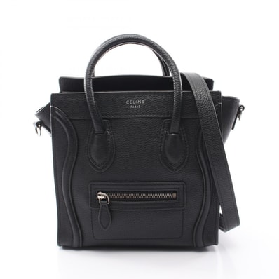 セリーヌ CELINE ラゲージ ナノショッパー 2WAY ハンドバッグ バッグ レザー レディース ブラック系 【中古】