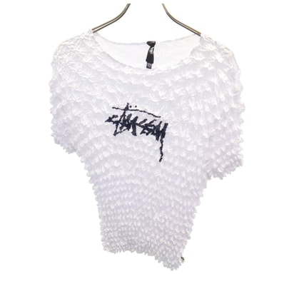 STUSSY ステューシー フレンチスリーブ ポップコーン カットソー OSFM ホワイト トップス