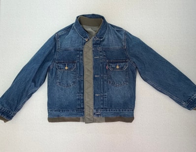 sacai x Levi's Men's Denim x Nylon Twill Reversible Blouson "Blue/Khaki" 25-03707M