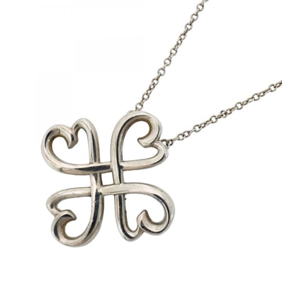 【6jcb0973】ティファニー ネックレス ラビングハート/クローバー シルバー925【中古】レディース