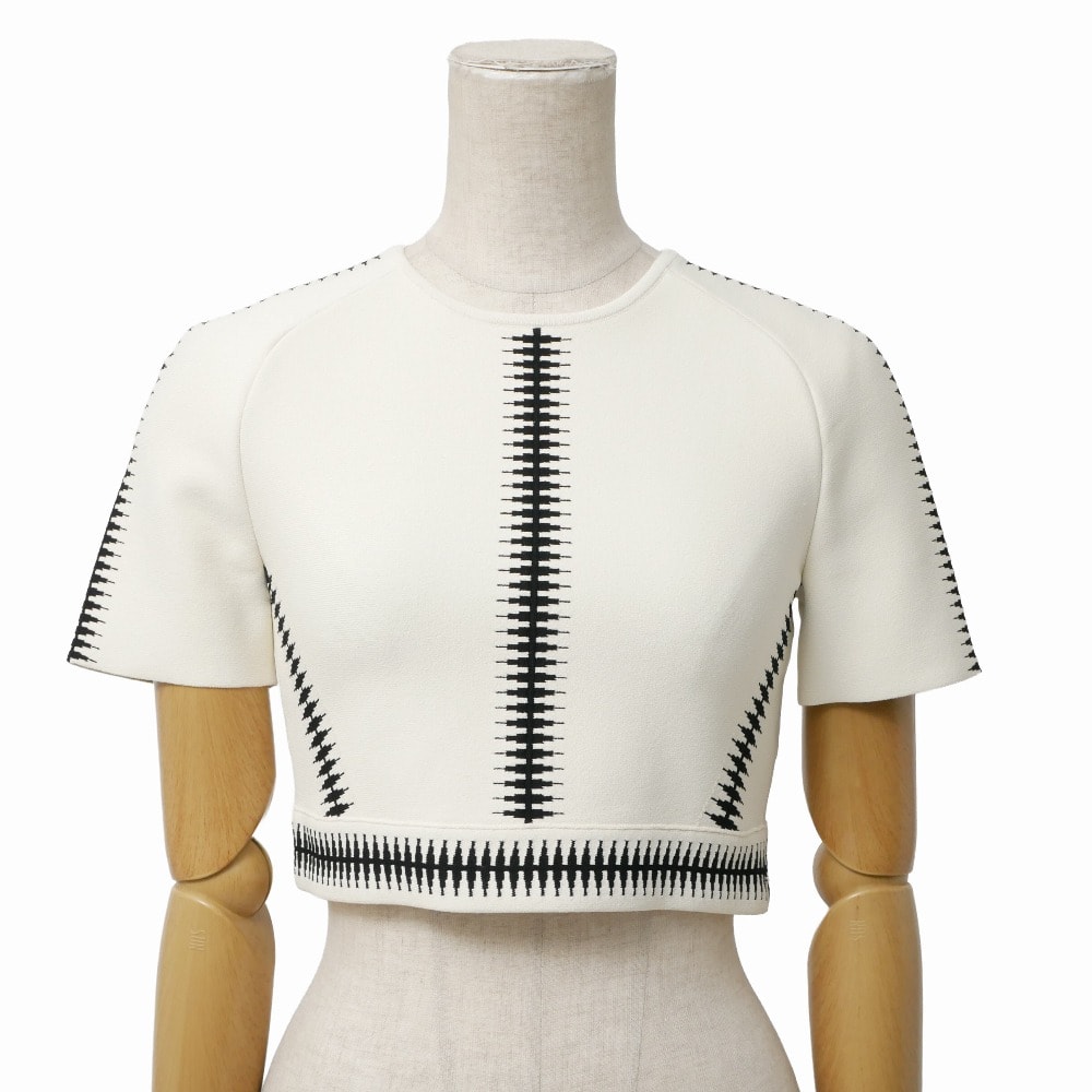 ■美品■Alexander McQueen アレキサンダーマックイーン カットソー サイズXS ショート クロップド ジャージー 半袖 イタリア製 ブランド古着【中古】20260403/RA8681
