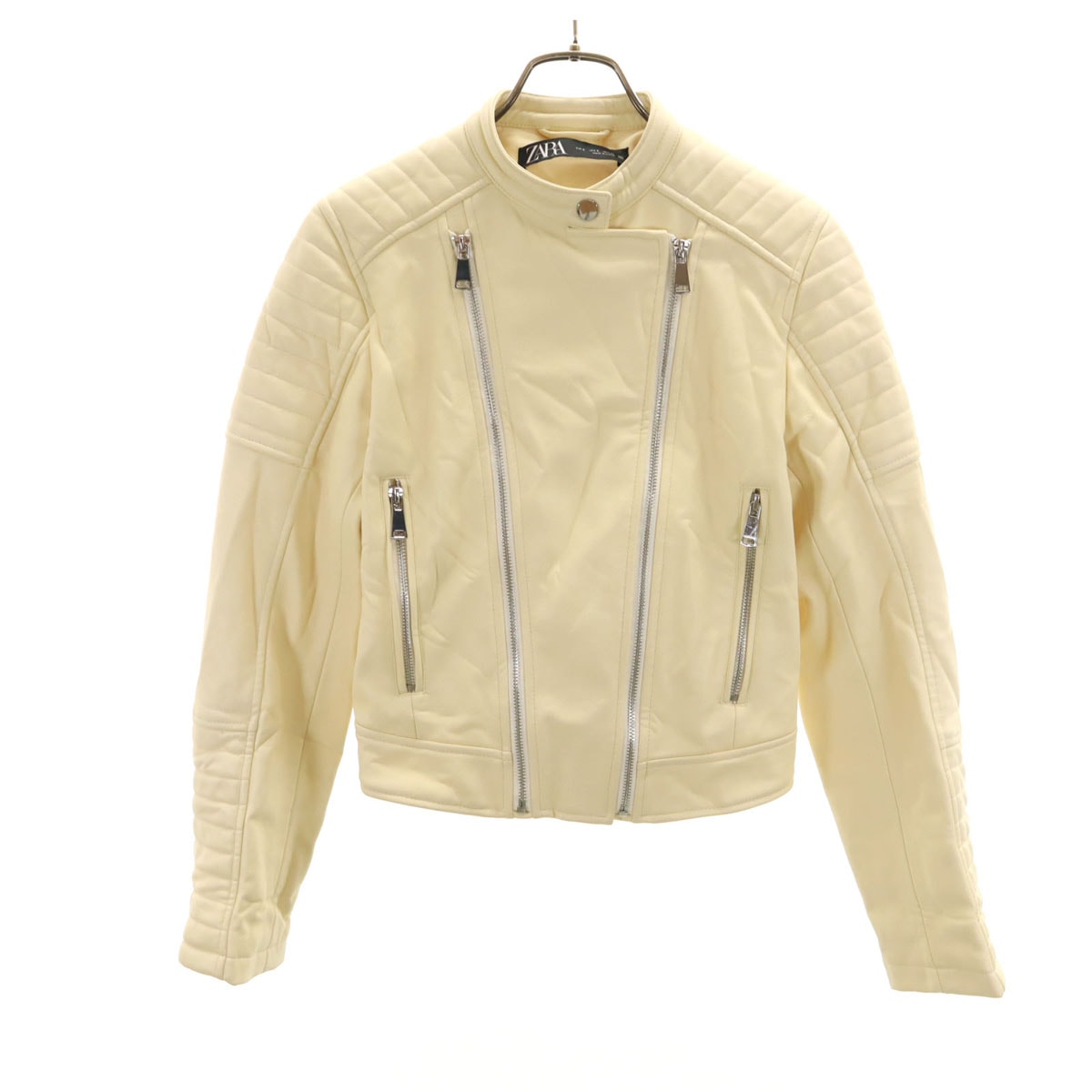 美品 ZARA ザラ ライダースジャケット S クリーム