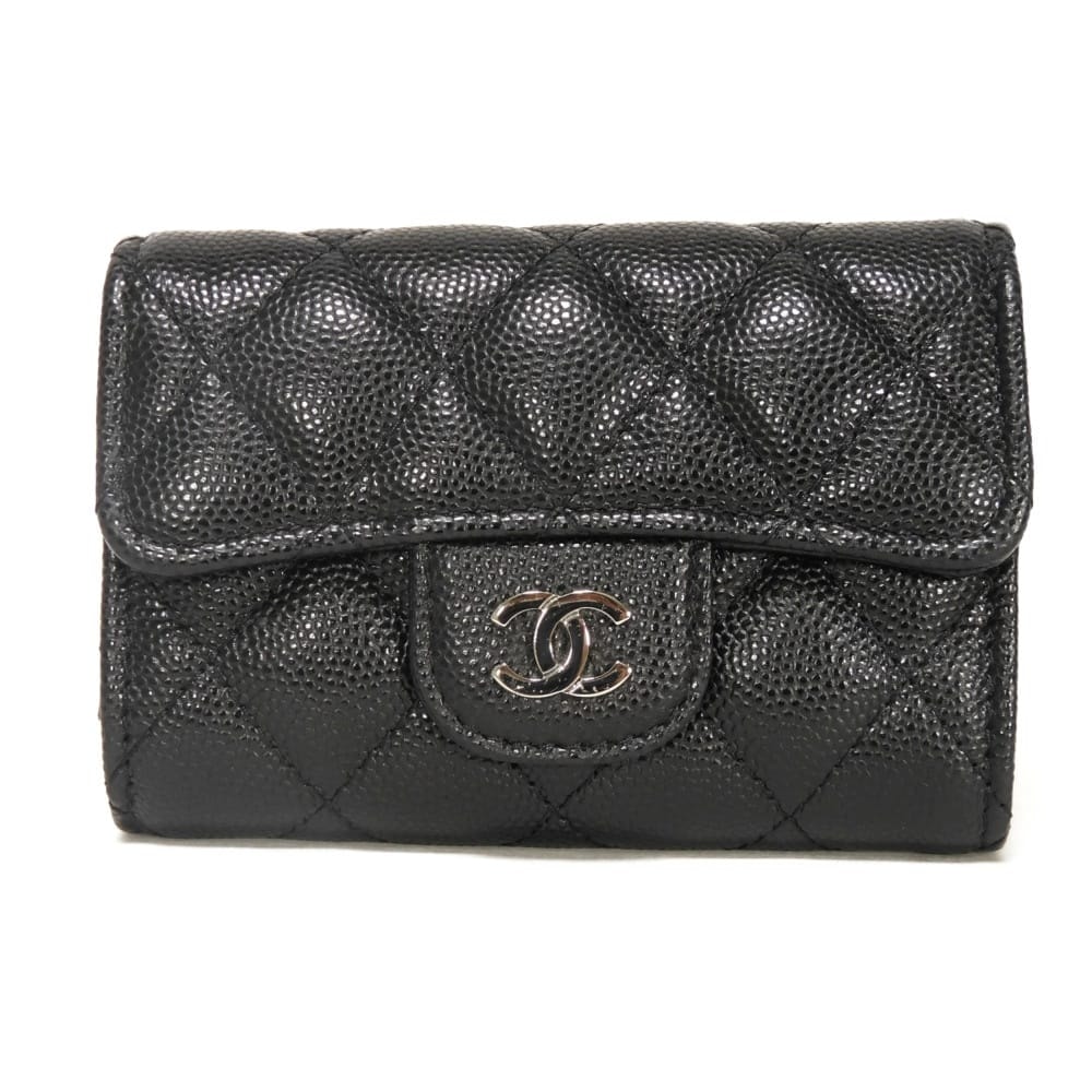 CHANEL シャネル クラシック フラップ キーホルダー キルティング スナップボタン 4連 ココマーク CCマーク グレイン カーフ キーリング シルバー 31番台 マトラッセ キャビアスキン ブラック キーケース AP0222