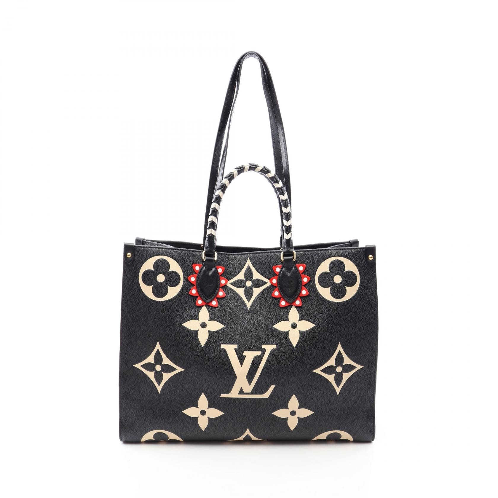 ルイ・ヴィトン LOUIS VUITTON オンザゴー GM モノグラムアンプラント LVクラフティ 2WAY トートバッグ バッグ レザー レディース ブラック系 / マルチカラー M45373 【中古】