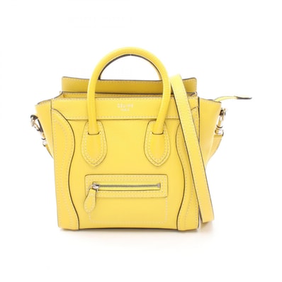 セリーヌ CELINE ラゲージ ナノショッパー 2WAY ハンドバッグ バッグ レザー レディース イエロー系 168243 【中古】